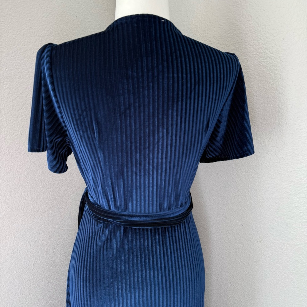 Baltic Born Navy Velvet Maxi‎ Dress Medium Wedding Party Holiday Formal - Picture 10 of 13